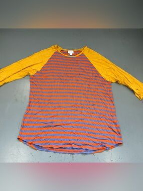 LuLaRoe Plus Size Striped Randy 3/4 Sleeve Top Tee Shirt